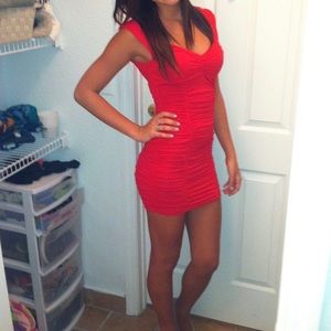 Ruched red dress